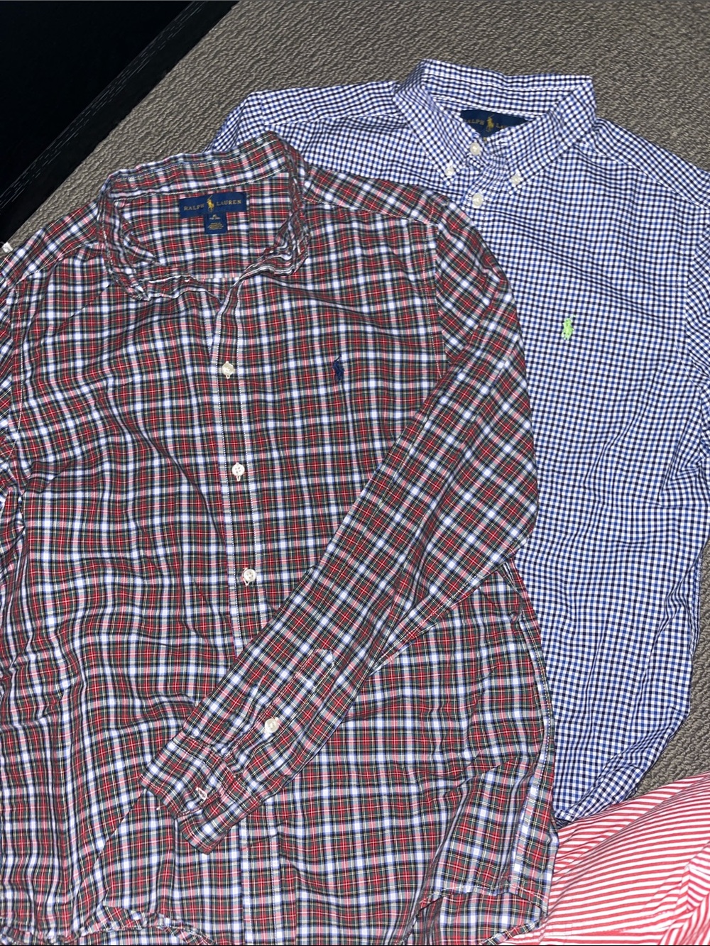 Ralph Lauren Red Black Plaid Button-Down & Blue Gingham Shirt Set Boys XL (18-20
